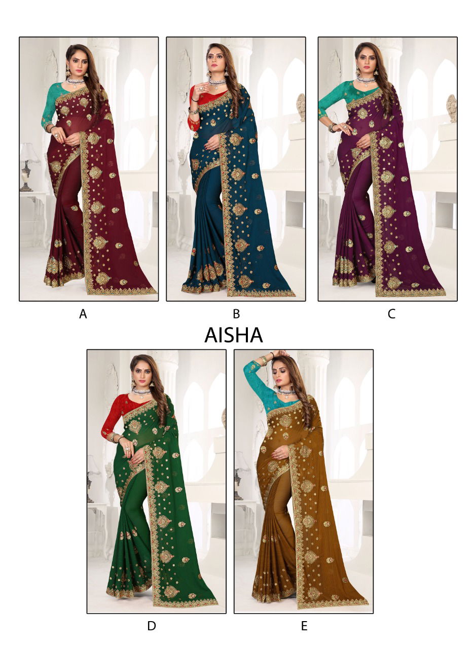 Ronisha Aisha Georgette Heavy Designer Festive Wear Saree Collection